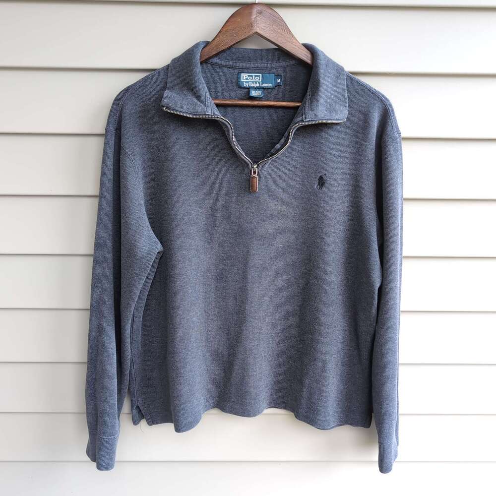 Polo Ralph Lauren Quarter Zip Sweater Mens M Gray Pullover Knit